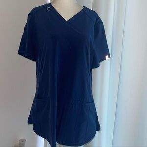 Cherokee Infinity Navy Blue V-Neck Short Sleeve Scrub Top/Cargo Pants/Jacket Set